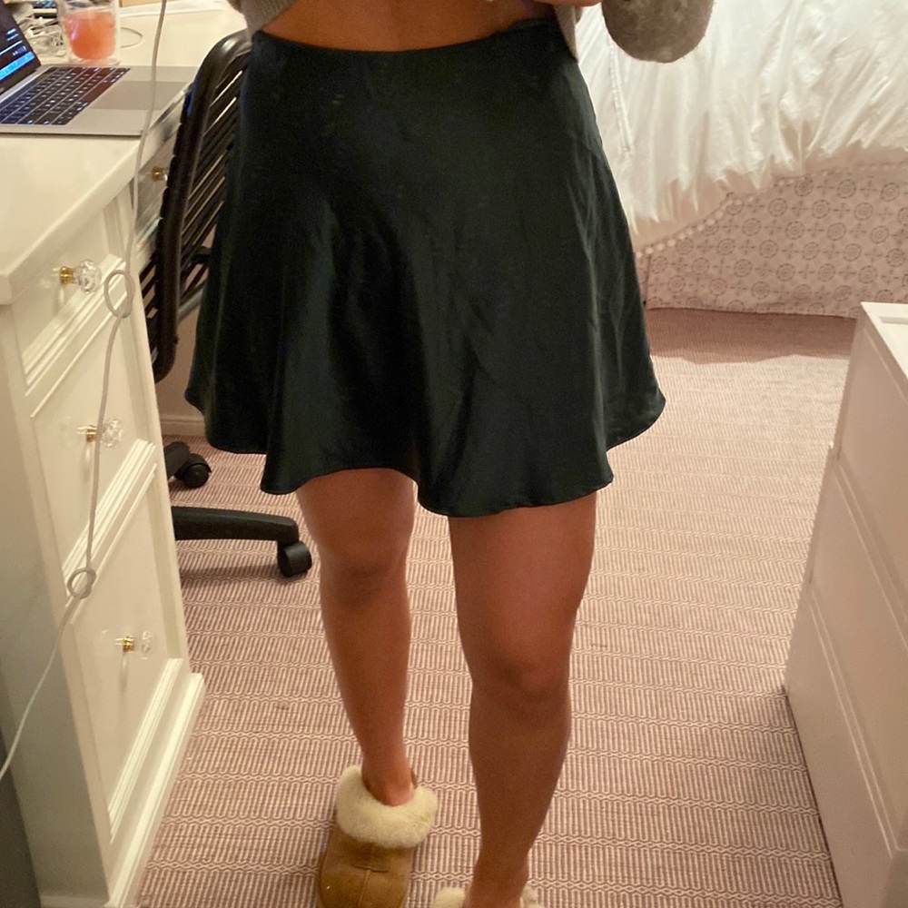 Green satin skirt